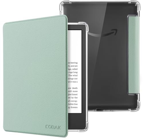 CoBak Custodia per Kindle 11° generazione 2024 e 2022 e-reader (modello n. C2V2L3/RS23CV), retro trasparente con funzione di sonno/sveglia, Matcha verde 2409041059-T