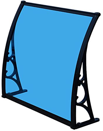Türvordach, Terrassenmarkise, Regen- und Schneeschutz, Blaue Polycarbonatplatte, Fenster-/Tür-Sonnenschutz, Unterstand für Garten, Deck, Überdachung, Balkon, komplett montiert, manuell, handelsüb