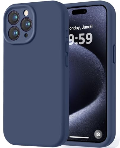 LOVE 3000 Designed for iPhone 15 Pro Case, Premium Silicone with [Soft Anti-Scratch Microfiber Lining] Shockproof Protective Phone Case for Lanyard 6.1, Navy Blue