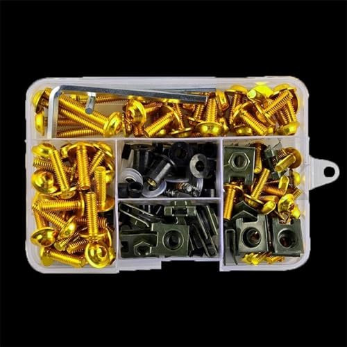 QIBBEI Werkzeugsatz Motorrad Verkleidung Schrauben Kit Schrauben Mutter Für YZF R1/R3/R6 R25 FZ1/6/8 MT NMAX TMAX Xmax XJR FJR YFZ(Gold)