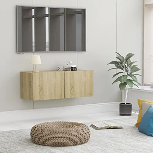 LVHUIDEH Wand-TV-Schrank mit 2 Fächer, Schwebendes HiFi-Schrank, TV-Hängemöbel, Modernes Wandunterhaltungscenter 80 x 30 x 30 cm