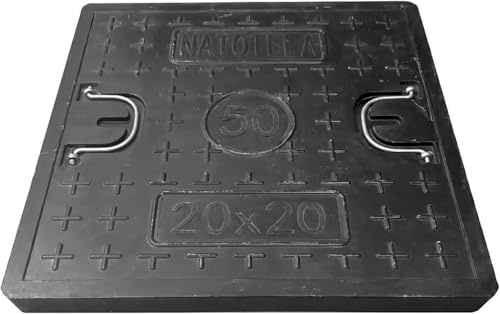 NATOTELA 500 x 500 x 40 mm, tapa de alcantarilla de fibra de vidrio sin marco, robusta y duradera, tapa de canal para jardín, casas, patios, garajes, escuelas, pasarelas