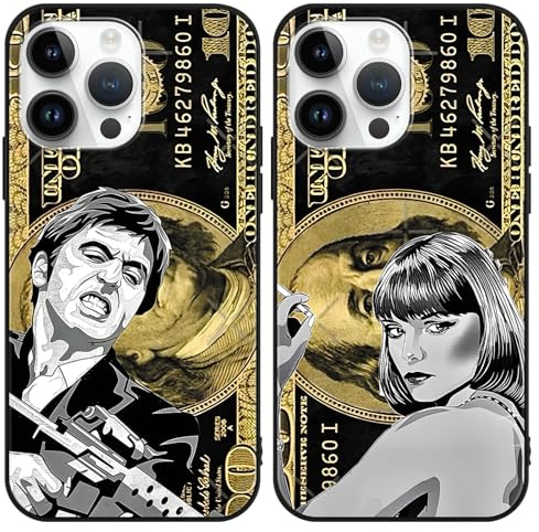 Yimctoie 2 Stück Karikatur Handyhülle für iPhone X/XS 5.8, Weich TPU Silikon Stoßfest Schutzhülle mit Anime Scarface Muster Design Case Mode Lustig Anti-Kratzen Cover, Gun