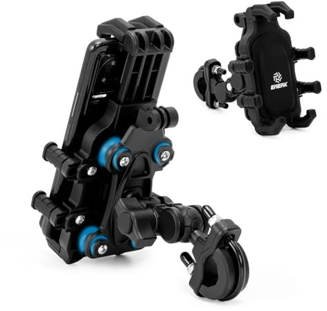 EMERK Supporto per telefono da moto con antivibrazioni, supporto per telefono da moto, manubrio regolabile, per moto, bicicletta, scooter, ATV, adatto per smartphone da 4,9 a 7,8 ''