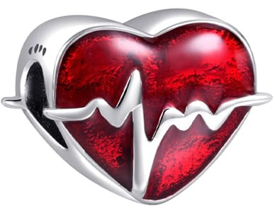 YUMINN Heartbeat Charms 925 Sterling Silber für Armbänder und Halsketten Anhänger Perlen Valentinstag Muttertag Schmuck Geschenke für Frauen