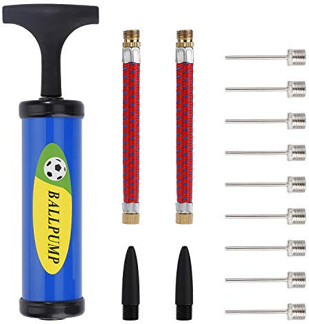 Yesaler Pompe à Ballon Set avec Gonfleur Manuel Aiguilles à Gaz Tuyau Flexible Buse pour Football Basketball Volleyball 14 Pièces