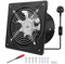 FanGoFast 200mm Kitchen Exhaust Fan 980m³/h Metal Bathroom Fan with UK Plug Low Noise Stainless Steel Ventilation Fan for Warehouse Home Bathroom Garage (Black, 200mm)