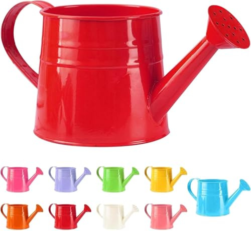 Gießkanne Klein Zimmerpflanzen 1L Kleine Gießkanne Metall Blumentopf Giesskanne Garten Balkon Watering Can Kieskanne Vintage Blumengießkanne Pflanzengießkanne Gartenwerkzeug (1PC/Rot)