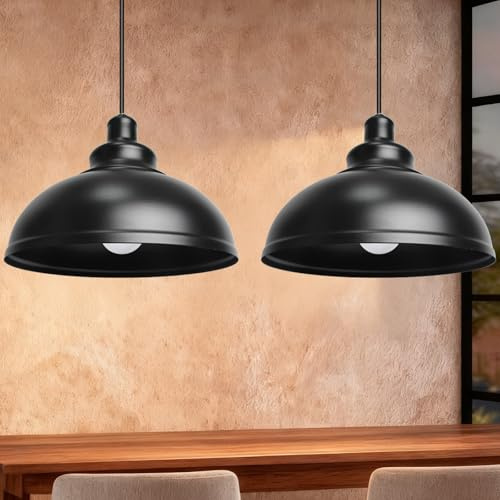 Maxled, Light is Led! 2 Stück Pendelleuchte Ø29cm Schwarz Retro Hängelampe E27 Industrieller Lampenschirm Hängelampen Industrielampe Vintage Metall Hänge Lampe für Küche Restaurant Cafe Bar Wohnzimmer