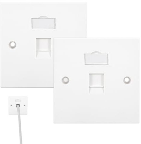 RJ45 Socket Faceplate Wall Plate,2PCS RJ45 Wall Sockets Cat6 Single Port for CAT6/CAT5E/CAT5 Ethernet Cable Networking Sockets Box with Tool-Free Network Connector Module