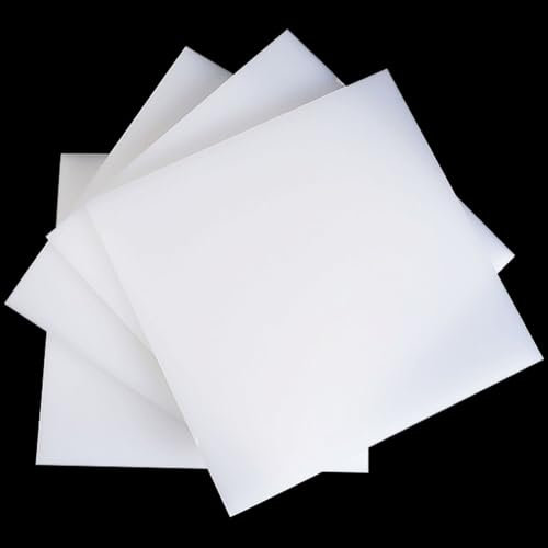 TIHONORI Plaque PP Blanche 100x200mm – Feuille Plastique Rigide Étanche et Alimentaire pour Découpe, Bricolage, Industrie,3mm 5 Pieces