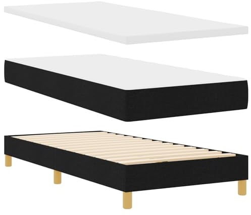 vidaXL Boxspringbett mit Kopfteil Schwarz 200 x 90 cm Stoff