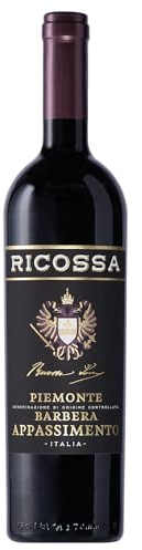 Ricossa Barbera Piemonte Doc Appassimento - Vino Rosso Piemontese da Uve Barbera - Anticonformista, Moderno, Rotondo, Morbido - Frutti di Bosco, Vaniglia, Violetta - 14% Vol - 750ml