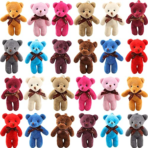 Haconba 36 Packs Mini Teddy Bear Plush Toys 4.72 Inch Soft Stuffed Bear Dolls for Keychain DIY Craft Birthday Wedding Party Gifts Carnival Prizes