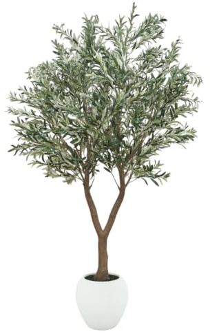 Ligne Déco - Olivier Artificiel 240cm | Plante Artificielle Haut de Gamme Pot en Plastique Blanc Interieur Imitation Terre | Decoration Maison Élégante et Réaliste | Fausse Plante Interieur Chic