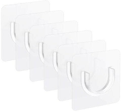 6 Pcs Self-Adhesive No Drill Shower Rod Brackets Adjust Curtain Holders Clear Wall Mount Holder for Bathroom Rods