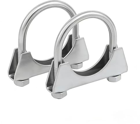 304 Stainless Steel U Bolt Clamps, 2-Pack Heavy Duty Pipe Clamps for Exhaust Muffler, Marine Grade Tube Clips for Securing Wires Cables, Round Pipe Fittings for Automotive Plumbing (M8*67mm)