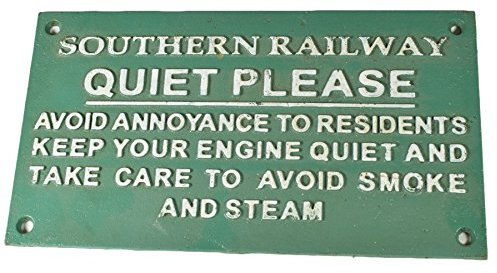 AB Tools Southern Railway Quiet Please Green Cast Iron Sign Plaque Wall Fence Gate Post