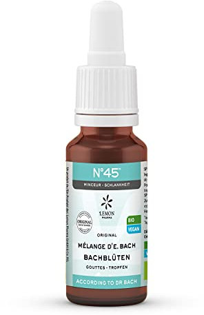Lemon Pharma Fleurs de Bach biologiques Minceur N°45 Flacon de 20 ml en Verre Ambré avec Pipette Compte-Goutte