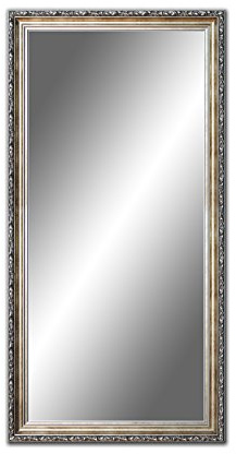 130 x 50 cm, 50 x 130cm Spiegel mit Rahmen, Badezimmerspiegel Antik, Alte Spiegel, Handgefertigte, Stabiler Rückwand, Rahmenleiste: 60 mm breit und 45 mm hoch, Rahmen Farbe: Gold- Silber