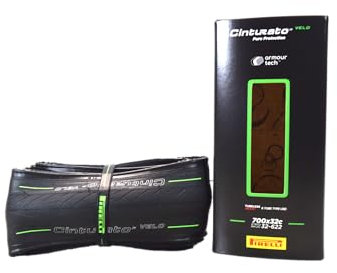 Pirelli Unisex – Erwachsene CINTURATO Velo Tubeless Ready Rennrad Reifen, Black/Green, 32-622