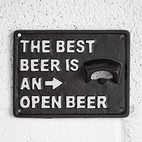 The Best Beer is an Open Beer Cast Iron Wall Mounted Bottle Cap Opener