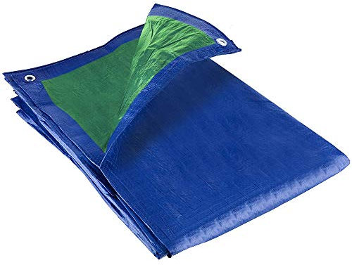 GroundMaster 70gsm Blue/Green Waterproof Lightweight Tarpaulin Groundsheet Cover (2.7m x 3.5m (9ft x 11ft))