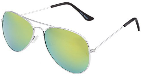 Unbekannt Sonnenbrille mit Federscharnier verspiegelt in verschiedenen Farbe (One size, Silber Gruen)