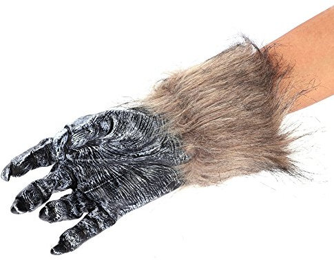 IBLUELOVER Halloween Handschuhe Wolf Bär Pfote Werwolf Kostüm Horror Party Deko mit Plüschhaar Tier Monster Cosplay Requisiten Musical Karneval Fasching Zubehör für Maskerade Make Up Spukhaus