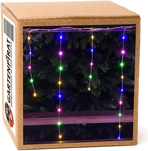 Gartenpirat Eisregen Lichterkette bunt 6 m 450 LED Silberdraht außen Weihnachtsbeleuchtung