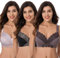Curve Muse Grande Taille Non doublé Minimiseur Soutiens-Gorge sans Fil avec Dentelle brodée-Paquet de 3-Rose,Noir,Gris-115G/EU 100G