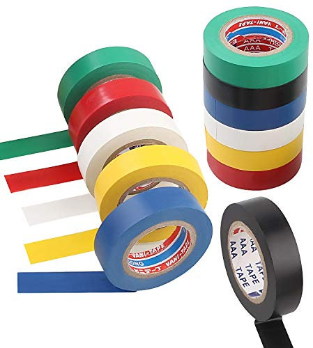 Starvest - Nastro adesivo isolante elettrico – Set di 12 nastri adesivi ad alta temperatura, resistenza in PVC, multicolore (13 m x 17 mm)