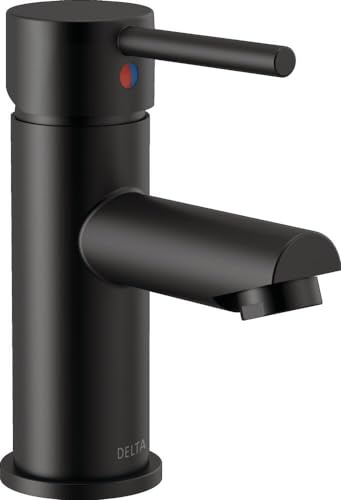 Delta 559LF-GPM-PP Modern 1 GPM Single Hole Bathroom Faucet with Pop-Up Drain Assembly - Matte Black