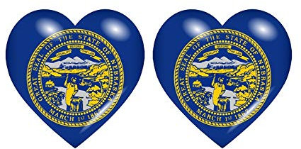 Akachafactory 2X Sticker Aufkleber Flaggen Flagge Fahne Herzen Nebraska NE