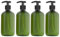 Kitchnexus, Botellas de plástico con Bomba para loción, champú, Gel de Ducha, Crema para Manos, 300 ml, Color Verde y marrón, Lote de 4 Unidades