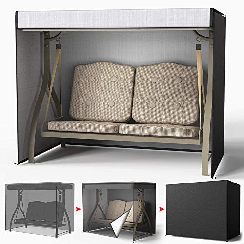 RORODOTO Swing Cover 2 Seaters Waterproof Windproof Heavy Duty Rip Proof 420D Oxford Swing Hammock Cover UV Furniture Protective Cove Garden Swing Seat Bed Bench Cover Outdoor