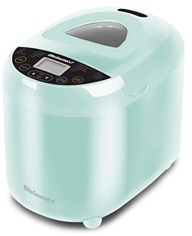 Elite Gourmet EBM8103M - Máquina programable para hacer pan, 3 tamaños de pan, 19 funciones de menú, sin gluten, trigo blanco, centeno francés y más, 2 libras, menta