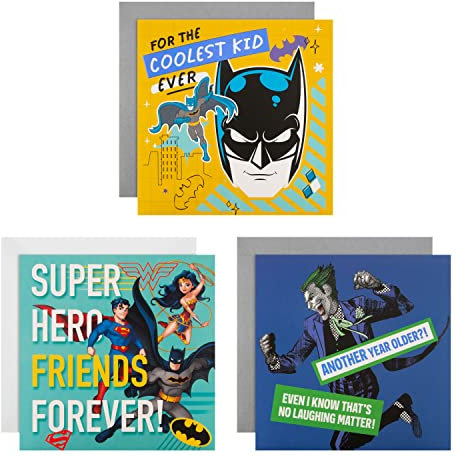 Hallmark Batman Geburtstagskarten-Set – 3 Karten in 3 lebendigen Designs