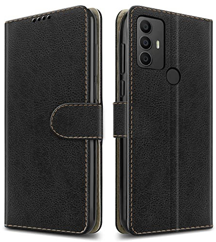 PIXFAB For TCL 306 / TCL 305 / TCL 30 SE/TCL 30E Leather Phone Case, Magnetic Closure Full Protection Book Folio Design, Wallet Case Cover [Card Slots] and [Kickstand] For TCL 306/305 - Black