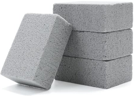 Magic Blackstone - Rascador de plancha, 4 unidades, bloque de limpieza de piedra gris, ladrillos limpios para parrilla, eliminación de manchas, barbacoa, piscina, estantes, acero para hornear, horno,