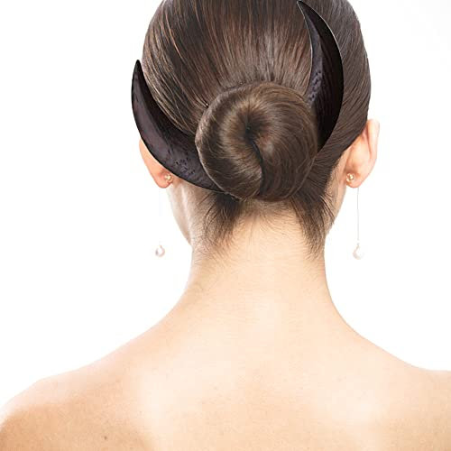 Forchetta for capelli intagliata a mano a mezzaluna for donne, forchetta for capelli a mezzaluna, forcella for capelli in legno, con luna e luna