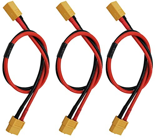 Boladge 3 Stücke XT60 Verlängerungs Kabel Männlich Stecker auf Buchse Adapter mit 30CM 14AWG Silikonkabel für RC Lipo Akku