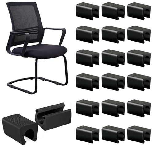 32 Pièces Plastique Patins De Serrage, Patins à Coquille De Serrage, U Plastique Bouchon Pied De Chaise,pour Chaises en Acier Tubulaire, Empêchent Les Rayures Et Le Bruit (Black,10mmU Type)