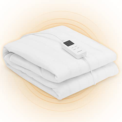 COSTWAY Wärmeunterbett mit Abschaltautomatik, 2 Temperaturzonen | Überhitzungsschutz | 4 Temperatursstufen, Heizunterbett maschinenwaschbar (80 x 150 cm)