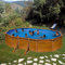 Paradies Pool® Gre Giant oval 375x610x132cm (Ø x H), Komplettset,Stahlwandbecken Holz, Poolplane in blau 0,4mm, Handlauf extra breit, inkl. Skimmer-Set und Leiter, Swimmingpool, Menge: 1 Stück
