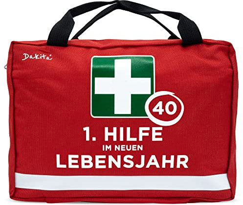 Dakita Erste Hilfe Tasche zum 40. Geburtstag – Lustiges Geschenk für Männer & Frauen – 28×18×8 cm – rot, ohne Inhalt