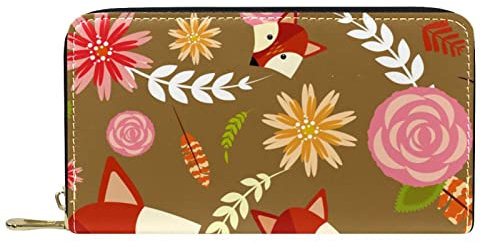 Fox Head Geldbörse Leder Reißverschluss Lange Geldbörse, Mehrfarbig, 20.5x2.5x11.5cm/8.07x1x4.53 in, Classic
