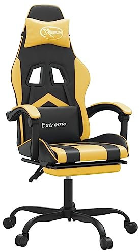 vidaXL Gaming-Stuhl mit Fußstütze Drehbar Schwarz & Golden Kunstleder
