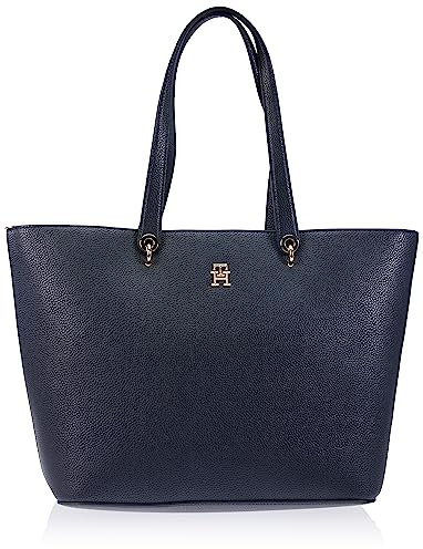 Tommy Hilfiger Damen Tote Bag Tasche Emblem Groß, Blau (Space Blue), Einheitsgröße