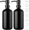GMISUN Seifenspender schwarz, 500 ml Spülmittelspender für Küche und Bad, 2 Stück Pumpspender Glas mit schwarz matt Pumpe und Etiketten, modern Handseifenspender, Flüssigseifenspender, Soap Dispenser
